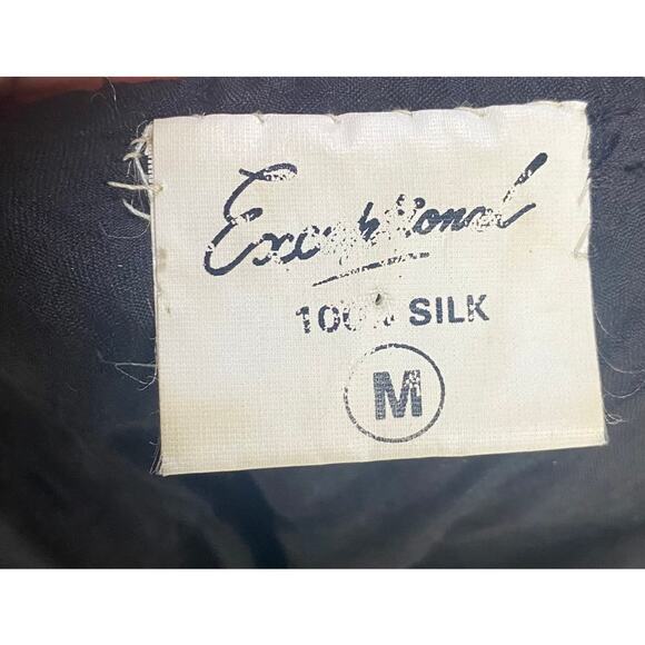 Vintage 80s Silk Beaded Sequined Butterfly Top V Neck Pullover Cropped Black M - Picture 8 of 9